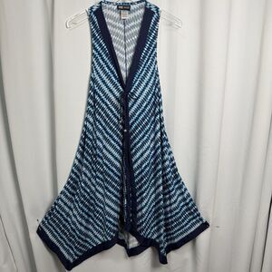 Coco Reef Asymmetrical Hem Blue White Swim Swing Dress Bathing Suit Coverup Sz M